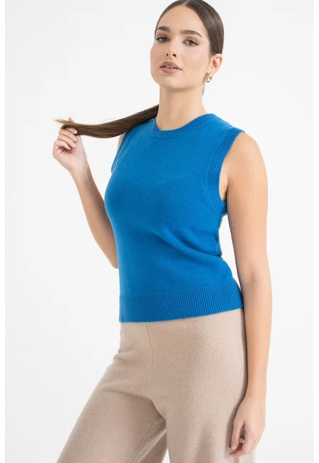 Пуловер без ръкави - Светлосин