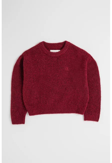 Пуловер с вълна с лого - Бордо