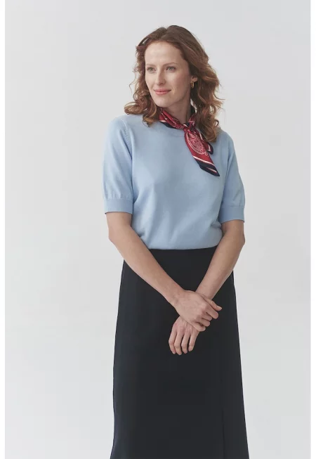 Пуловер със среднодълги ръкави - Пастелносин