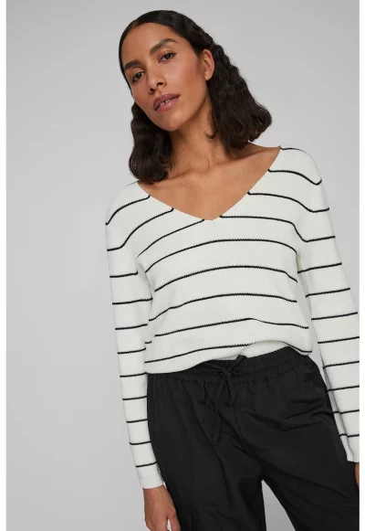 Раиран пуловер с дълбок шпиц