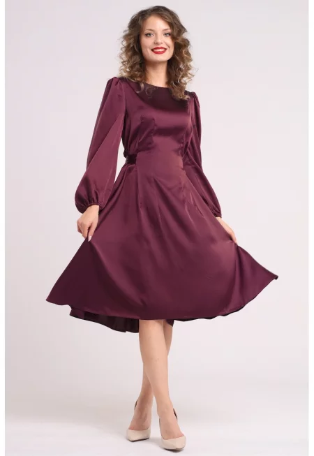 Разкроена сатинирана миди рокля