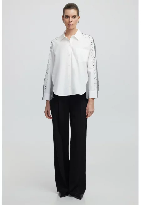 Риза с дизайн 2 в 1 - Бял/Сив