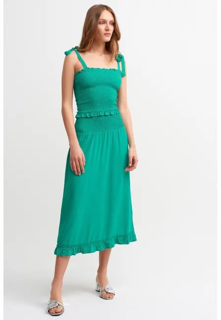 Рокля без ръкави с крепирана зона - Аква зелено