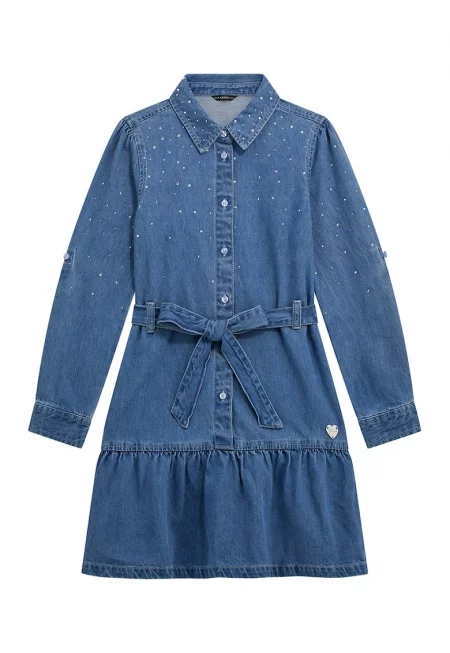 Рокля от шамбре с надиплен подгъв