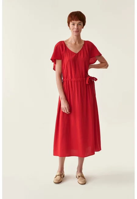 Рокля с връзки - Червен