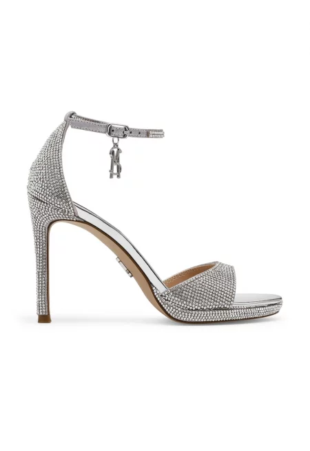 Сандали Evers-R с каишка на глезена и декоративни камъни - Сребрист