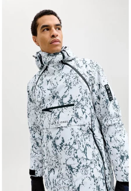 Ски яке с качулка - Бял/Въглен сиво