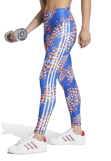 Спортен клин с принт и висока талия - Син