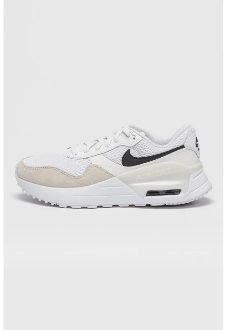 Спортни обувки Air Max System с мрежести зони и велур - Бял/Черен/Бежов