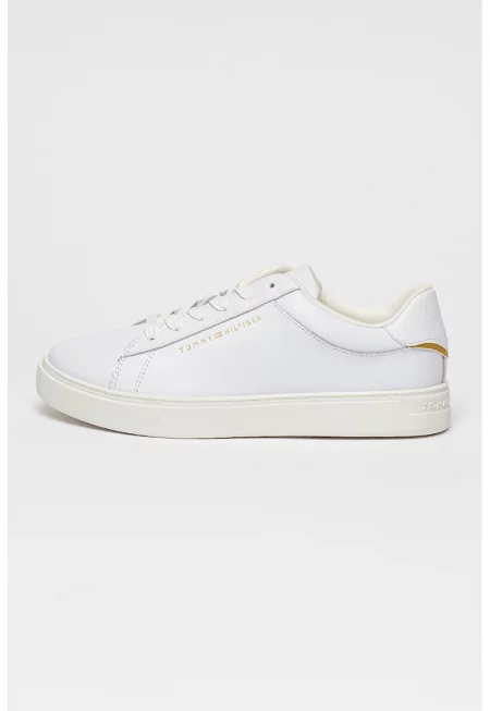 Спортни обувки от кожа с контрасти - Бял