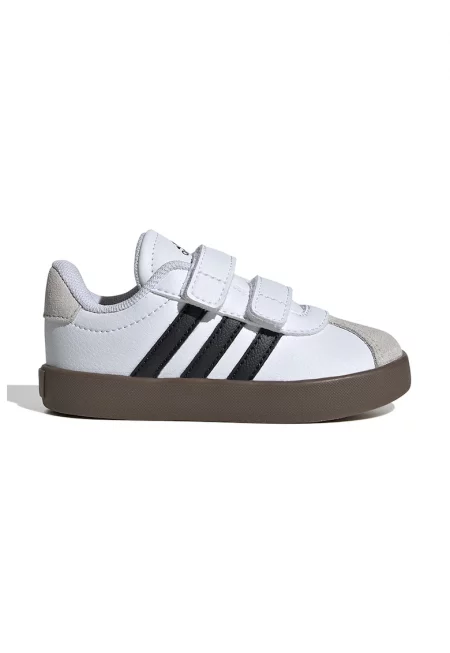 Спортни обувки VL Court от еко кожа и велур с велкро - Черен/Бежов/Бял