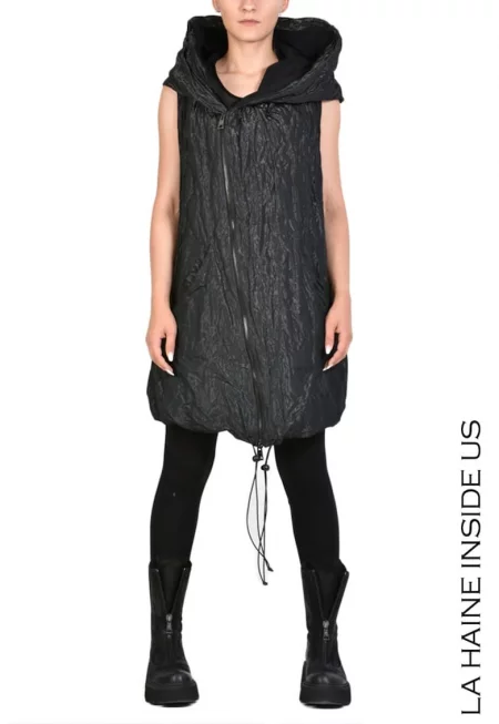 Суитшърт с качулка и двоен цип - Черен