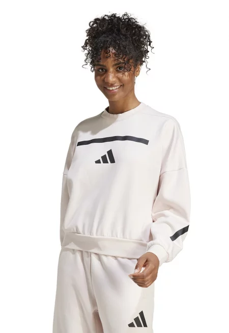 Суитшърт Z.N.E. с паднали ръкави и лого - Бял/Черен