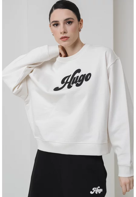 Свободен суитшърт с лого - Бял/Черен