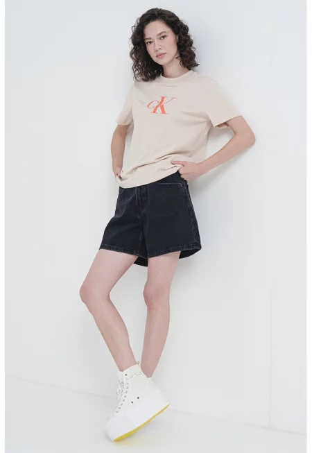 Свободна памучна тениска с лого