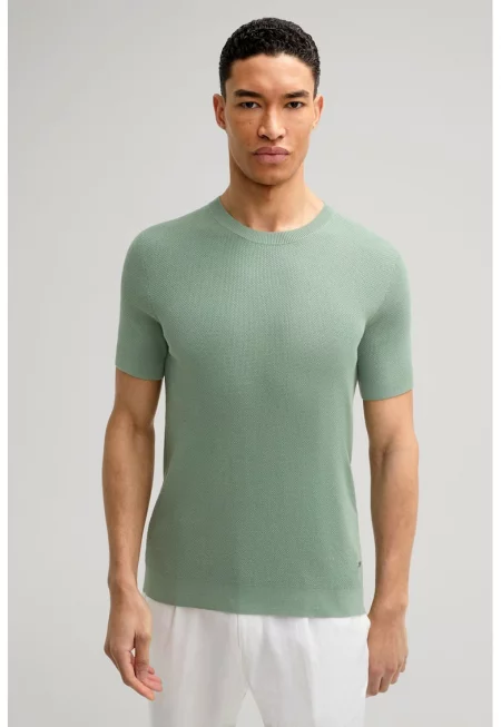 Тениска с нормална кройка и кръгла яка 30045220 - Зелен