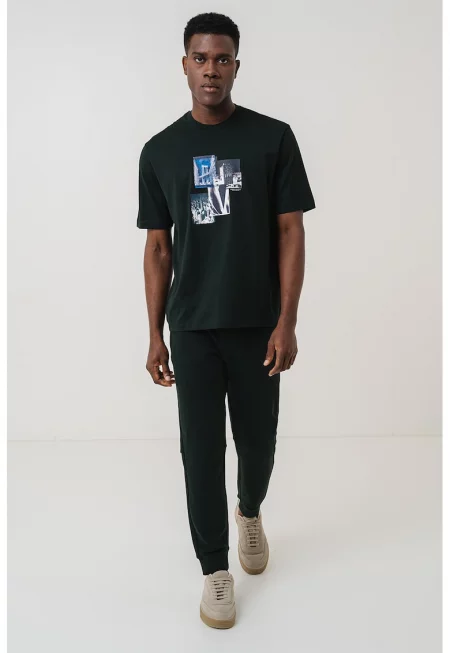 Тениска с овално деколте и фото щампа