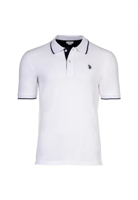 Тениска с памук и лого - Бял