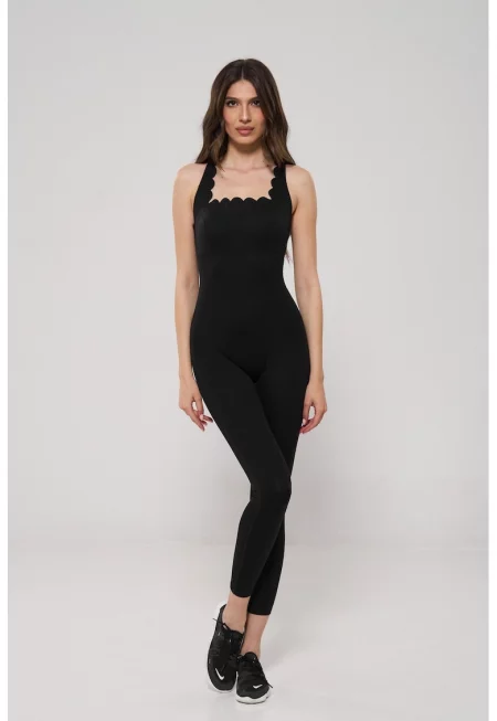 Топ с квадратно деколте и клин - 2 части - Черен