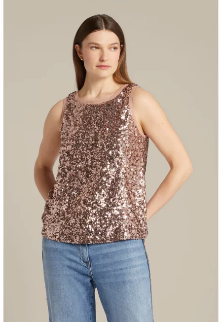 Топ с пайети - Розово златисто