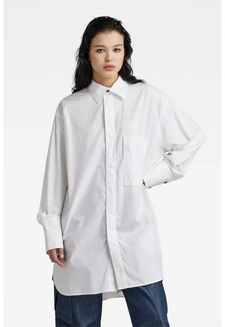 Уголемена памучна риза - Бял