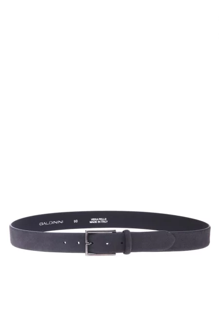 Велурен колан с метална тока - Tъмносив