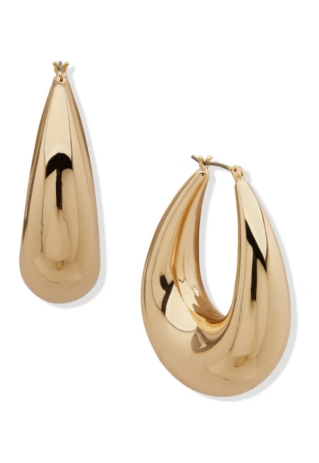 Висящи обеци от стомана - Златист