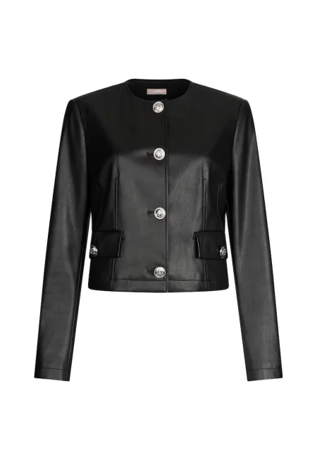 Яке от еко кожа - Черен