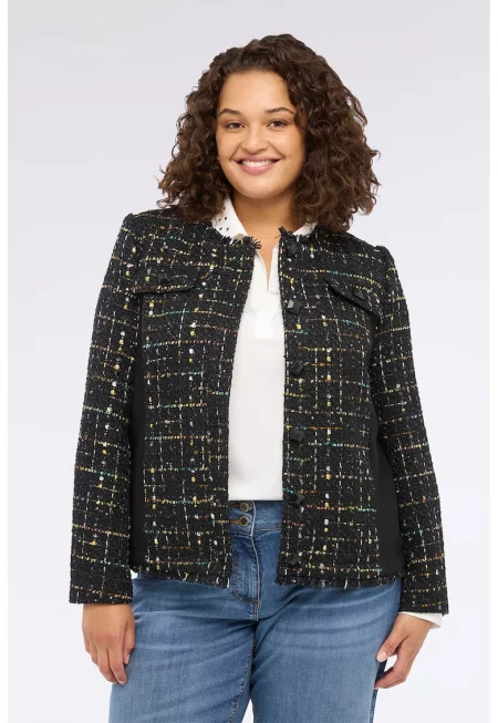 Яке от туид с декоративни камъни - Черен