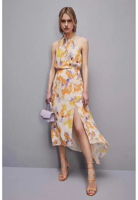 Asymmetric Sleeveless Dress - Многоцветен