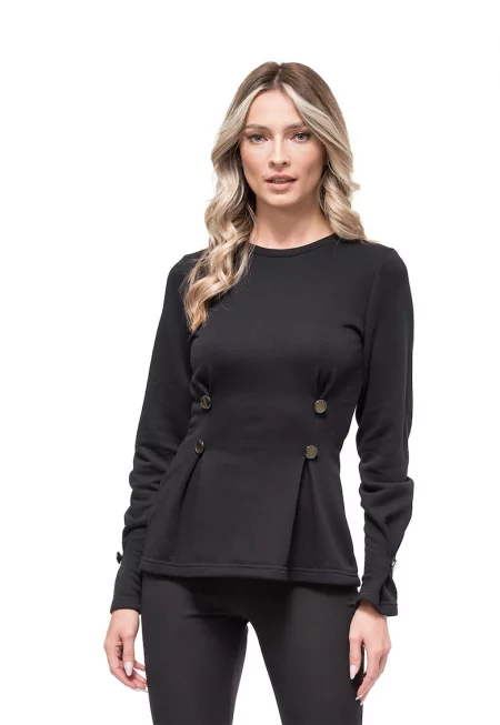 Блуза Aroa с овално деколте - Черен