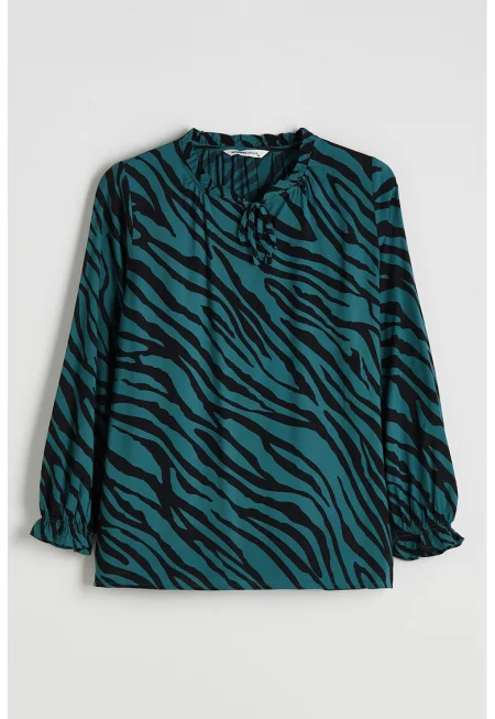 Блуза с принт и еластични маншети