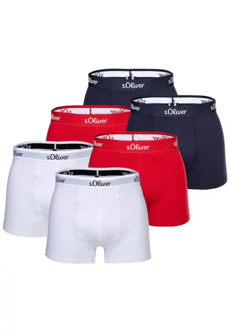 Боксерки 20449 с лого на талията - 6 чифта - Червен/Бял/Морскосин