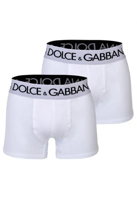 Боксерки с памук с лого на талията - 2 чифта - Бял