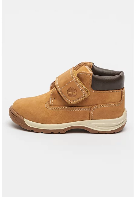 Боти от набук с велкро - Светлокафяв