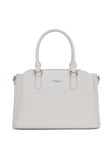 Чанта от еко кожа с отделяща се презрамка - Бял
