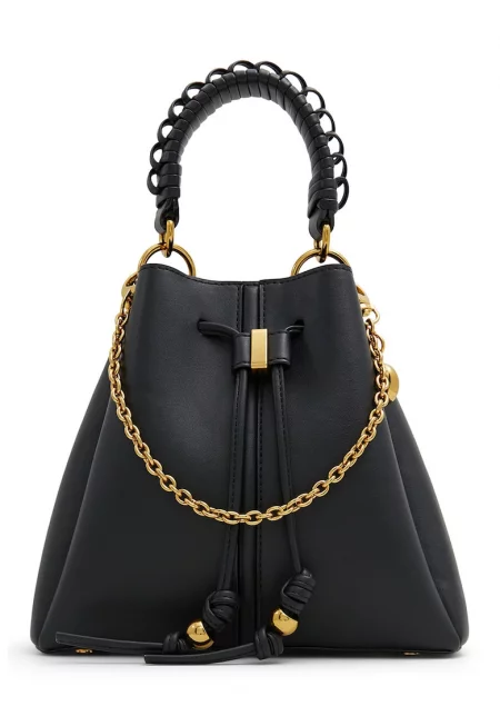 Чанта през рамо Cadaon от еко кожа с регулируема презрамка - Черен