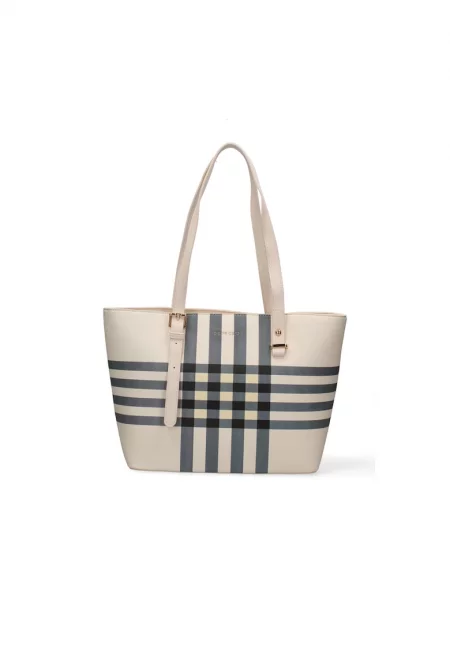 Чанта през рамо с десен - Слонова кост