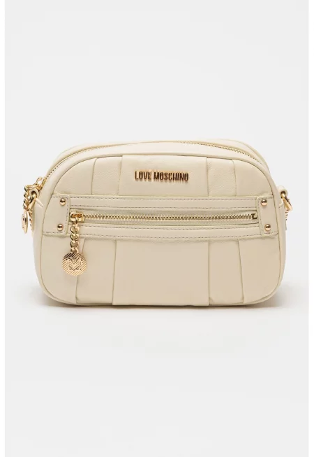 Чанта през рамо с джоб с цип - Крем