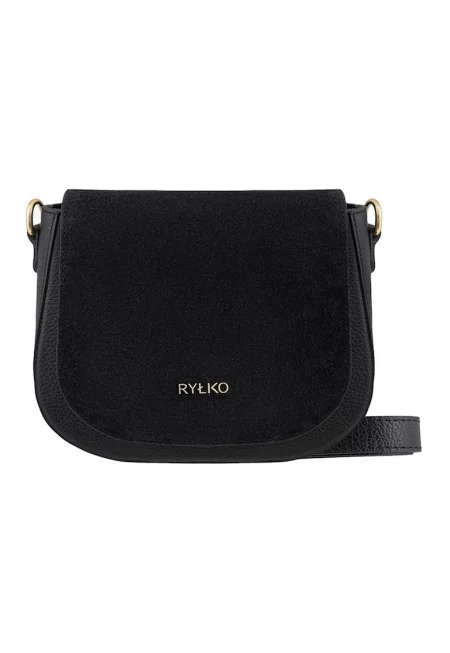 Чанта през рамо с велурено капаче - Избеляло черно