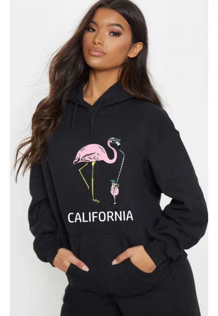 Черна дамска качулка - California