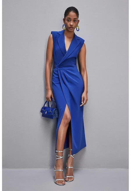 Дълга рокля без ръкави - Кралско Синьо