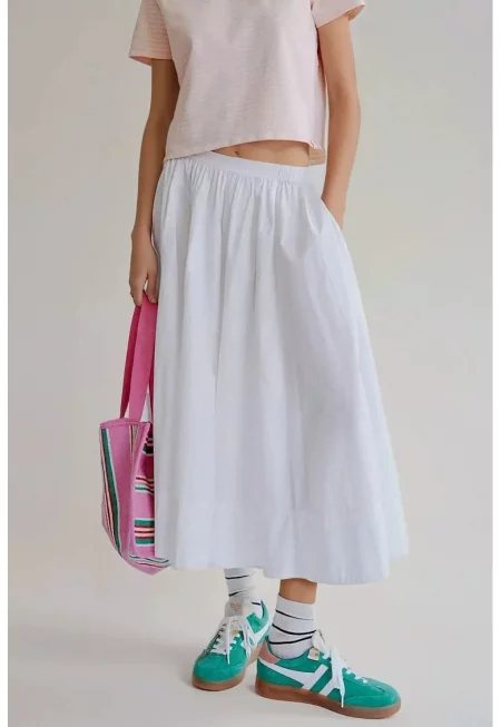 Дамска макси пола  текстил - бяла