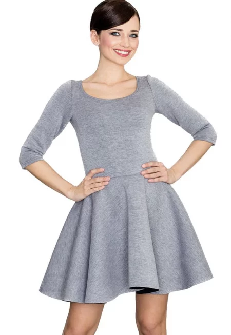 Дамска мини рокля  Guillo K227 - сива