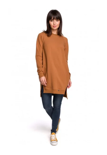 Дамска туника - Памук/Еластан - Кафява - Кафяв