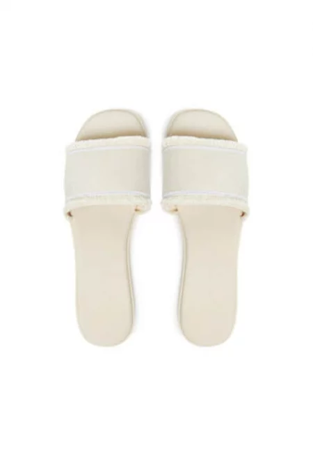 Дамски чехли -  бели - текстил