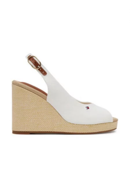 Дамски сандали -  от текстил - бели - екологични -