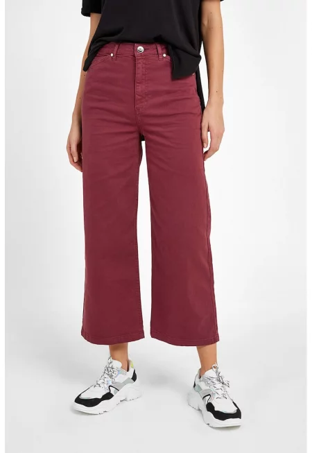 Дънки над глезена с висока талия - Червен