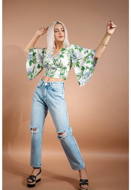 Дънки Peyton с висока талия и протрити зони