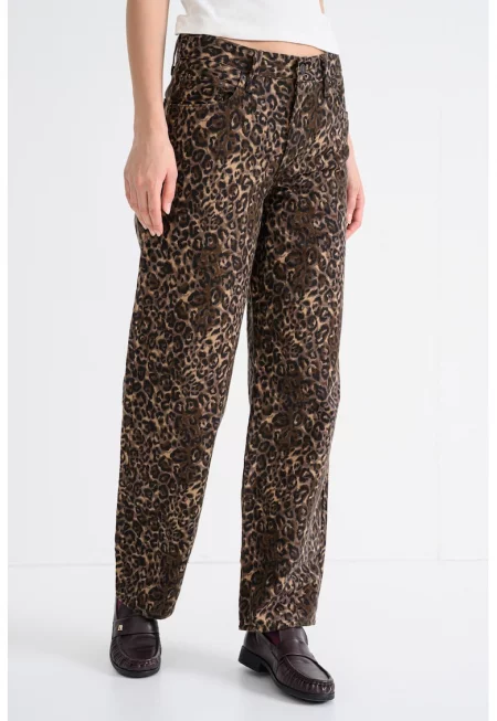 Дънки с лен с широк крачол